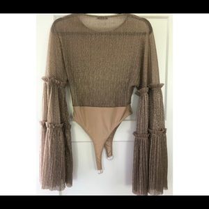 🤍Nasty Gal gold sheer bodysuit 🤍